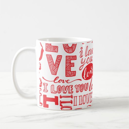 Mug Doodles d'amour dessinés à la main Arrière - plan (Gauche)