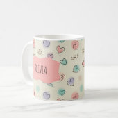 Mug Doodles de coeur, points et lignes ondulées (Devant gauche)