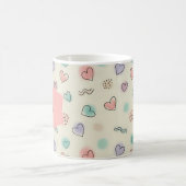 Mug Doodles de coeur, points et lignes ondulées (Centre)
