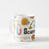 Mug Doodles de science : Ensemble d'écoles à main. (Devant gauche)