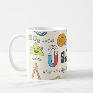 Mug Doodles de science : Ensemble d'écoles à main.