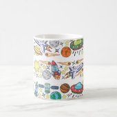 Mug Doodles D'Espace Extérieur Dessinés À La Main. Vin (Centre)