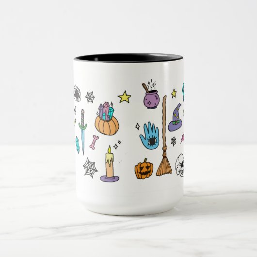 Mug Doodles d'Halloween Éffrayant (Centre)