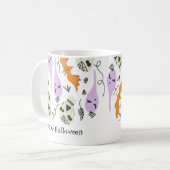 Mug Doodles d'Halloween mignonette Citrouille chat crâ (Devant gauche)
