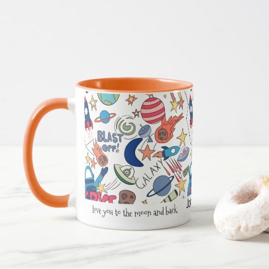 Mug Doodles thématiques spatiales personnalisées pour (Avec donut)