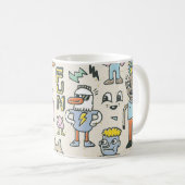Mug Doodles Wacky : jeu de caractères Vintage (Devant droit)