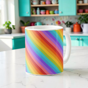 Mug Dopamine Décor Bandes Arc-en-ciel Brillantes
