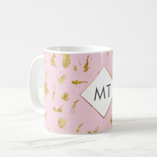 Mug d'or Rose Monogramme personnalisé (Devant gauche)