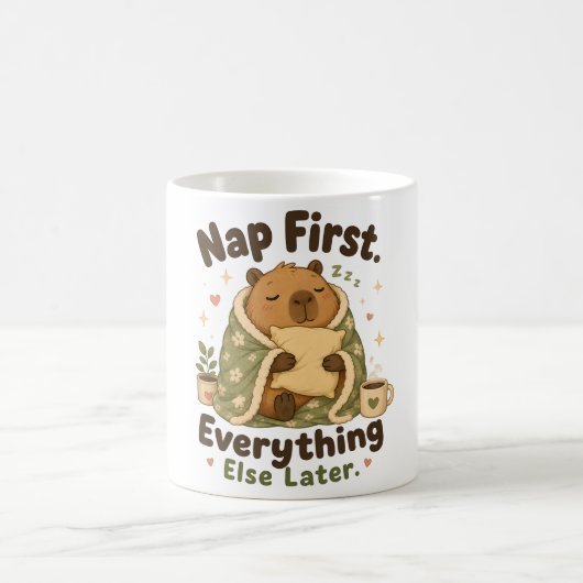 Mug Dormir d'abord Capybara Kawaii Cozy (Centre)