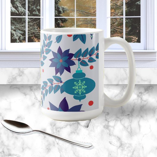 Mug d'ornement de Noël bleu et rouge