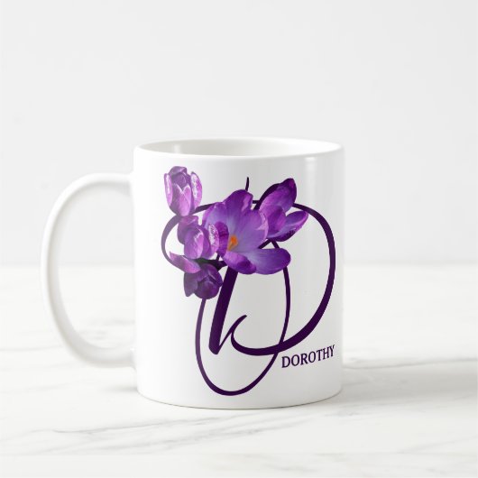 Mug Dorothy nom de Dorothy fleurs violettes chaud boho (Gauche)