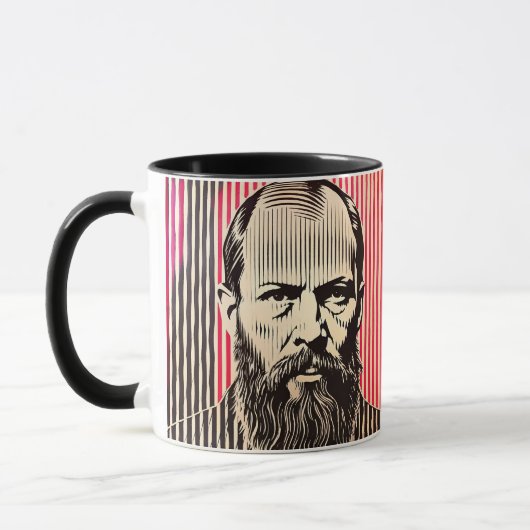 Mug Dostoevsky dans le style d'illusion optique BAUHAU (Gauche)