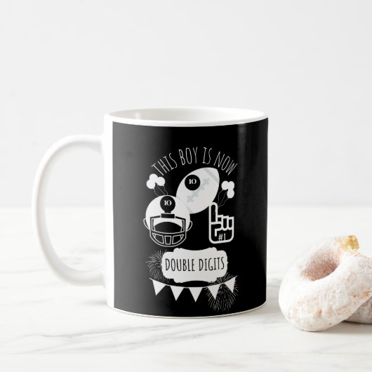 Mug Double Chiffre 10e Joyeux Anniversaire de baseball (Avec donut)