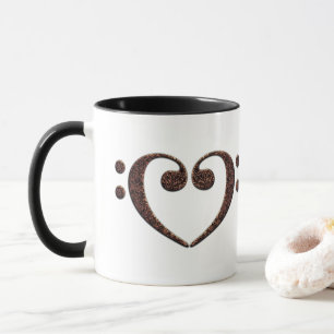 Mug Double coeur de clef basse pour des mélomanes