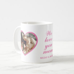 Mug Double Coeur moderne 2 Photos Nom Fête des Mères