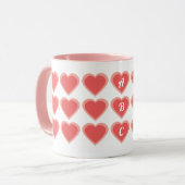 Mug Double coeur monographique personnalisé (Devant gauche)