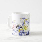 Mug Double Coeurs flamboyants Monogrammes avec Fleurs (Devant gauche)