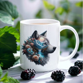 Mug Double exposition Wolf et paysage naturel
