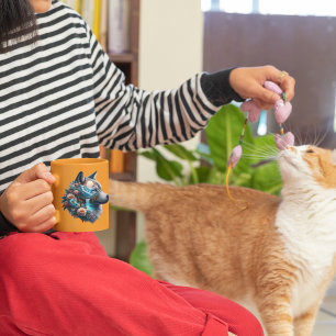 Mug Double exposition Wolf et paysage naturel