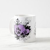 Mug Doubles coeurs de Valentine de patte - pourpre (Devant gauche)