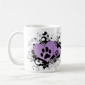 Mug Doubles coeurs de Valentine de patte - pourpre (Gauche)