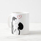 Mug Douce Doodle Amour Coeur Romantique Couple Kiss (Devant gauche)