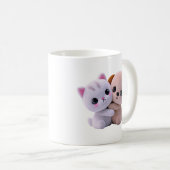 Mug Douce Étreinte de Chiot et Chat (Devant droit)
