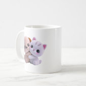 Mug Douce Étreinte de Chiot et Chat (Devant gauche)