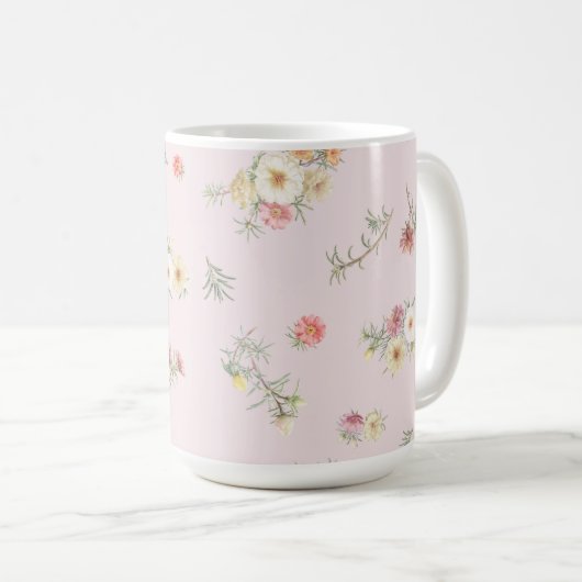 Mug Douce mousse rose eau-forte florale aquarelle (Devant droit)