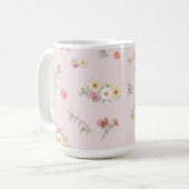 Mug Douce mousse rose eau-forte florale aquarelle (Devant gauche)