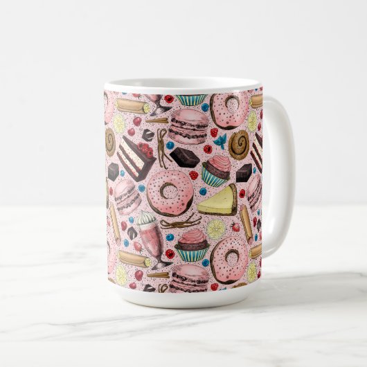Mug Douceurs sur rose (Devant droit)
