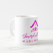 Mug Douche avec Love baby shower maison rose (Devant gauche)