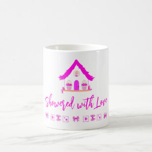 Mug Douche avec Love baby shower maison rose