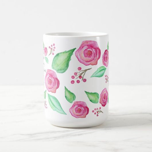 Mug Douche d'aquarelle de roses (Centre)