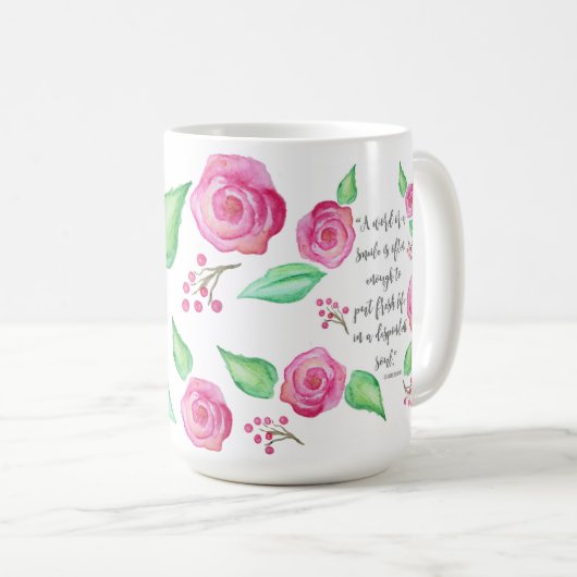 Mug Douche d'aquarelle de roses (Devant droit)