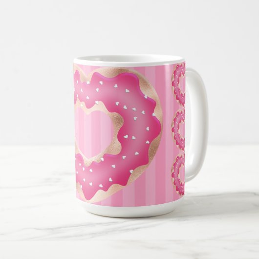 Mug Doughnut Coeur Rose (Devant droit)