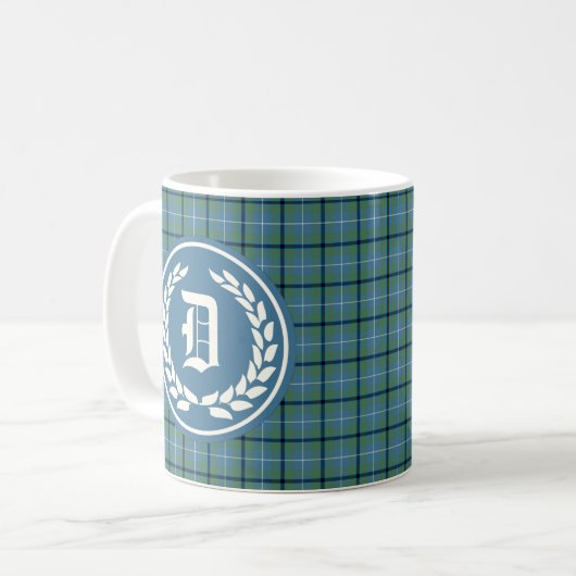 Mug Douglas Clan Bleu clair Ancien Tartan Monogramme (Devant gauche)