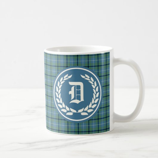 Mug Douglas Clan Bleu clair Ancien Tartan Monogramme (Droite)