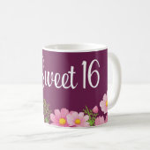 Mug Doux 16 Anniversaire Avec Marguerites Roses (Devant droit)