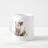Mug Doux bébé porcelet avec des fleurs Mignon animal d (Devant gauche)