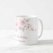 Mug Doux Blush rose floral 90e anniversaire cadeau de  (Devant droit)