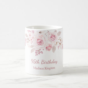 Mug Doux Blush rose floral 95e anniversaire cadeau de