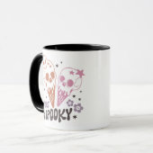 Mug Doux et effrayants crânes et étoiles blancs Hallow (Devant gauche)