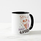 Mug Doux et effrayants crânes et étoiles blancs Hallow (Devant droit)