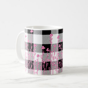 Mug Doux fleur sauvage rose mignon doodé noir blanc pl