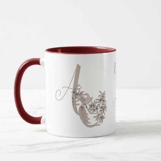 Mug Dove Elegant Monogramme Initiale A Personnalisé (Gauche)
