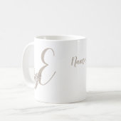 Mug Dove Elegant Monogramme Initiale E Personnalisé (Devant gauche)