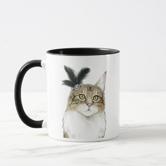Mug Downton Cat | Orné De Plumes (Gauche)