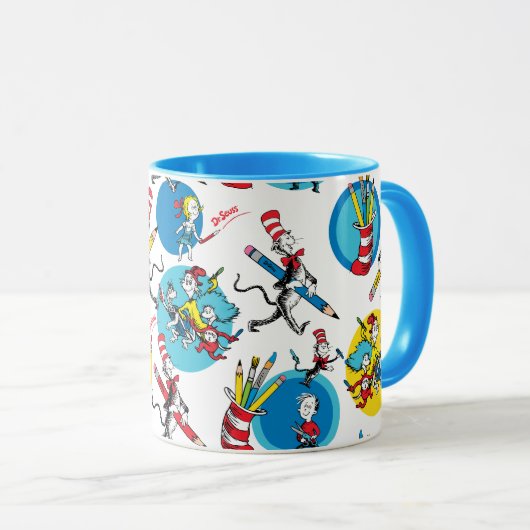 Mug Dr Seuss | Caractères avec Motif de crayons (Devant droit)