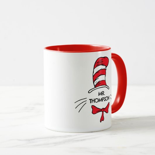 Mug Dr Seuss | Chat dans le Casquette Nom de l'enseign (Devant droit)